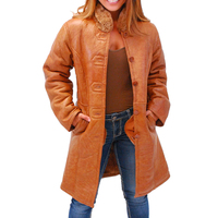 Manteau long tendance pour femmes en cuir véritable de mouton doublé de fourrure de mouton véritable, fermeture à boutons, haute qualité, personnalisable