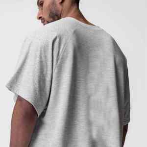 100% algodón cuello redondo hombro caído camisetas para hombres cuello redondo de gran tamaño estilo cuadrado ropa directa (DTG) Personaje listo - Product Image 3