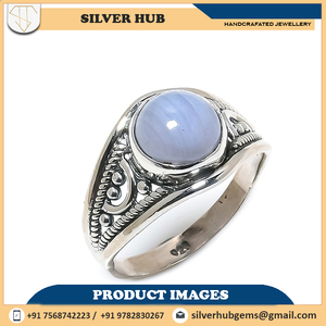Fantástico 925 anillos de piedra de nacimiento de plata esterlina sólida OEM ODM venta al por mayor joyería de piedras preciosas de ágata de encaje azul para compromiso de boda - Product Image 4
