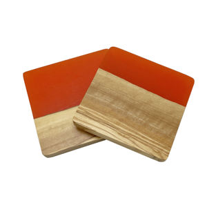 Handcrafted Fusion Design Coaster Set Stylish <b>Resin</b> Natural <b>Wood</b> Contemporary Dining <b>Tables</b> Coffee Settings Classic Mats Pads - Product Image 1