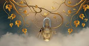 Brass <b>Padlock</b> - Lock with Keys - Working Functional - Brass Made Buddha <b>Padlock</b> Golden - Product Image 2
