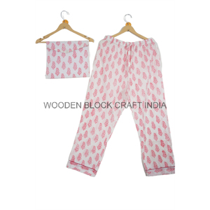 Conjunto de pijama estampado de bloques de algodón puro 100% para mujer, traje de noche largo, Floral patrón, el mejor regalo del Día de la madre para damas - Product Image 3