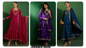 ชุดอนาร์กาลีผ้าไหมวิชิตรา งานปักดิ้นและดิ้นทอง ดีไซน์สวยงามแบบอินเดีย-ปากีสถาน สำหรับงานปาร์ตี้ งานแต่งงาน และชุดประจำชาติสำหรับผู้หญิง - Product Image 6