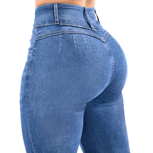 Womens High Waist Skinny Denim Pant Stretch Slim Fit Casual <b>Light</b> Blue Jeans Enzyme Washed Comfortable Everyday Fashion Wear - Product Image 4
