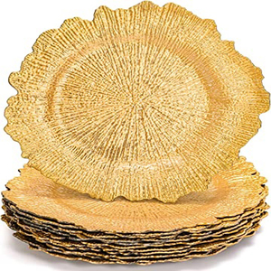 Charger Plate Unique Design Round Shape Customized Size <b>Food</b> <b>Server</b> Metal Service Plates Placemat - Product Image 1