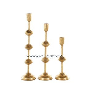 ชุดเชิงเทียนทองเหลืองแข็งมี3ขนาด - Product Image 1