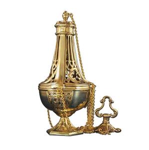 Brûleur d'encens solide au design élégant avec chaîne prêt à expédier Brûleur d'encens de luxe pour mariage sur pied fabriqué en Inde - Product Image 1