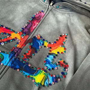 Sweats à capuche délavés à l'acide et à la pierre vintage pour hommes 100% coton éponge française surdimensionnée à double capuche avec broderie pour l'hiver - Product Image 3