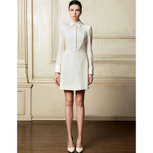 Robe formelle pour femmes de haute qualité KANE MINI ROBE à manches longues tissu treillis rustique Boutique vêtements femmes étiquetage privé - Product Image 3