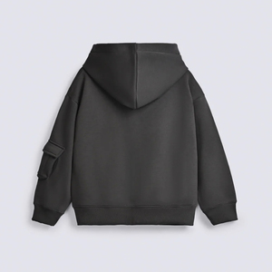 เสื้อมีฮู้ดแบบมีซิปมีกระเป๋าของผู้ชายสีดำมีขนแกะ400 GSM เสื้อมีฮู้ด - Product Image 3