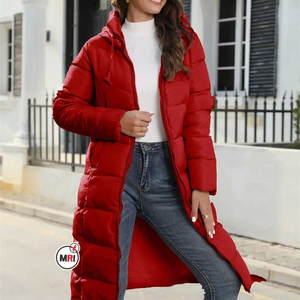 Abrigo de invierno personalizado de alta calidad para mujer, Chaqueta larga acolchada impermeable a prueba de viento con capucha, cierre de cremallera, abrigos cálidos y transpirables - Product Image 4