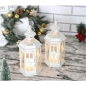 Lanterne décorative en métal blanc à suspendre, porte-bougie, fabriquée en Inde, décoration pour la maison, hôtel, restaurant, mariage, bureau, best-seller - Product Image 4