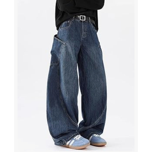 กางเกงยีนส์ขาบานสำหรับผู้ชาย, กางเกงยีนส์ขาบานทรงหลวมแนวสตรีทใส่สบายกางเกงยีนส์ฮิปฮอป Y2k - Product Image 5