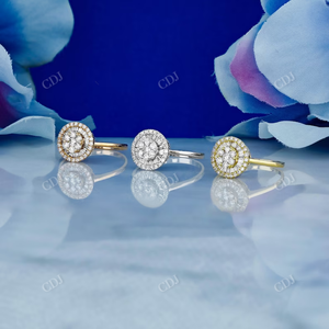 แหวนหมั้นเดซี่คลัสเตอร์สีทองลายพระอาทิตย์ของผู้หญิงสำหรับงานแต่งงานค็อกเทล - Product Image 3