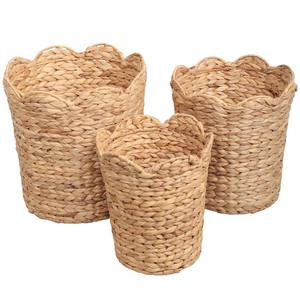 Ensemble de 3 paniers de rangement en jacinthe d'eau tissés à la main de style bohème, vente en gros, écologiques, fabriqués au Vietnam - Product Image 1