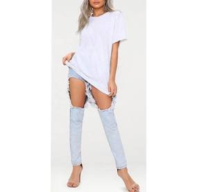 Camisetas de algodón de manga corta para mujer, Top descuento, alta calidad, venta al por mayor, Color sólido, cuello en V, 2023 - Product Image 6