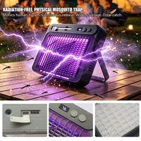 Projecteur solaire LED ETD-2520 avec tue-moustiques UV intégré 2-en-1, lampe rechargeable d'urgence pour jardin