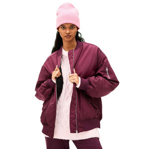Chaqueta recortada de satén para mujer de colores sólidos al por mayor, ropa de calle con cremallera frontal y cuello redondo, chaquetas de satén para mujer de talla personalizada - Product Image 1
