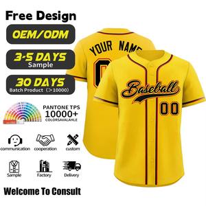 Maillot de baseball à impression par sublimation personnalisée de qualité supérieure Chemises de baseball et de softball à rayures de couleur unie et à boutons - Product Image 1