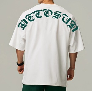 Chemises de sport surdimensionnées de haute qualité pour hommes 100% coton T-shirt vierge épais et respirant avec impression de logo décontracté pour les grandes tailles - Product Image 3