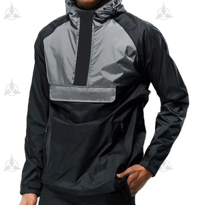 2025 High Quality Custom LOGO Color Block Regular Fit <b>Lightweight</b> Coated Stand Front Hot Sale Men's <b>Running</b> Windbreaker <b>Jacket</b> - Product Image 6