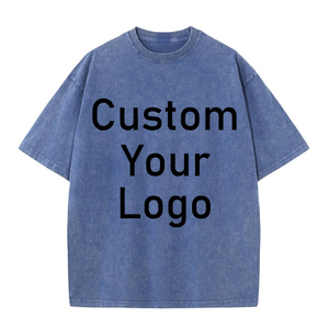 T-shirt délavé à l'acide avec impression de votre propre logo personnalisé pour hommes et femmes T-shirt surdimensionné Hip Hop Vintage 100% coton coupe ample - Product Image 3