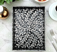 Assiette décorative de luxe rectangulaire en mosaïque, grande taille, faite à la main, de qualité supérieure, avec incrustation de nacre, écologique, lavable et sur mesure