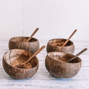 Bols en coquille de noix de coco naturelle, haute qualité, prix de gros, biologique, poli, tasses avec support - Product Image 2