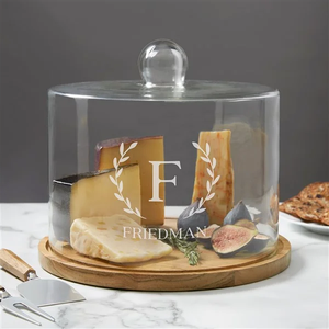 Custom Luxury Acacia Wooden Cake <b>Stand</b> with Glass Dome <b>Turntable</b> Rotating Baking Equipment for Serving and Displaying Cake - Product Image 6