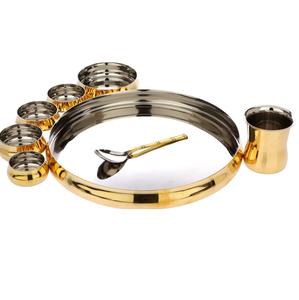 Juego de Thali de cobre grande indio Thali de cobre indio para beneficios de salud disponibles al por mayor juego de artículos de cena martillados tradicionales - Product Image 3