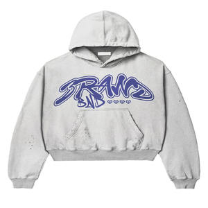 Vente en gros personnalisé 100% coton de luxe pull sans ficelle Boxy poids lourd thermique surdimensionné lettre recadrée brodé printemps - Product Image 1