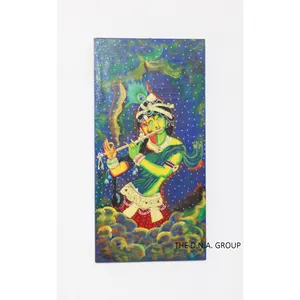 Most selling Handpainted Wooden Krishna Radha Panel For Home Decor Wooden Krishna Panel Wall Decor