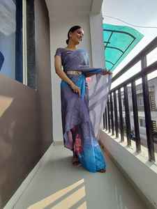 Sari Georgette pesado de último diseñador con trabajo de secuencia para adultos de Fab Zone - Product Image 3