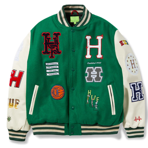 High Street hommes Baseball hiver veste de pluie Logo personnalisé broderie Stand Style américain nouveau Letterman tissé polaire avant - Product Image 5