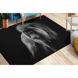 Tapis portrait de lion africain : Tapis d'appoint animalier noir, Tapis imprimé, Tapis en chenille - Product Image 1
