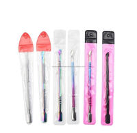 Pousse-cuticules double tête en acier inoxydable avec logo personnalisé, éliminateur de peaux mortes, pour manucure et pédicure, réutilisable, en métal