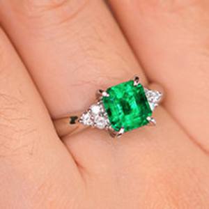 Anillo de compromiso vintage de Plata de Ley 925 hecho a mano para mujer con corte cuadrado Esmeralda para bodas indias lote al por mayor Jaipur - Product Image 3