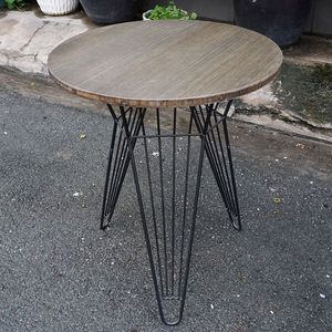 SFBCF005- Durable 60cm Round <b>Bamboo</b> Side <b>Table</b> for Living Room and Entry Minimalist Design with Iron Legs for Cafe Use - Product Image 3