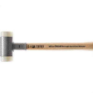 Martillo de superficie suave Supercraft, 365 mm de longitud, 45 mm de diámetro de cabeza, madera de nogal americano y nailon duro, sin retroceso, blanco HALDER - Product Image 3