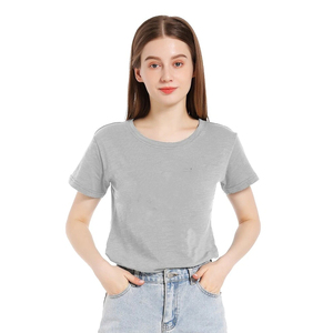 T-shirt en polyester de coton respirant formel tricoté personnalisé pour femmes et hommes à manches courtes col rond dernière conception - Product Image 6
