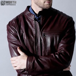 Blouson d'aviateur en cuir véritable unisexe personnalisé avec logo camouflage sur le devant Fermeture à glissière Style moto - Product Image 5