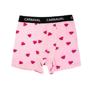 Calzoncillos bóxer para hombre con estampado de sandía, de algodón premium transpirable, de tiro medio, tejido de punto, tallas XL y 4XL, diseño liso con logo en la cintura. - Product Image 1
