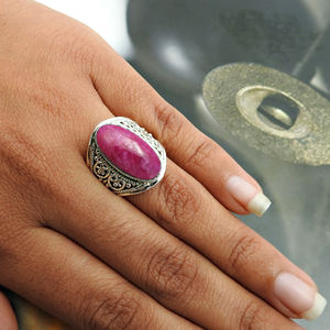 Anillo de piedras preciosas RUBÍ de diseño único, regalo para mujeres y niñas, joyería de plata de ley 925, precio al por mayor, fabricante de anillos de plata - Product Image 4