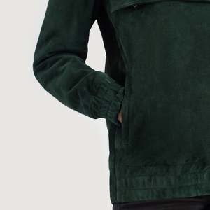 เสื้อแจ็คเก็ตหนังกลับมีฮู้ดสีเขียวสดใสสำหรับฤดูใบไม้ร่วง ระบายอากาศได้ดี - Product Image 6