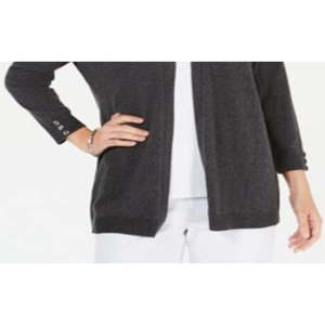 Cardigan da donna Karen Scott con bottoni sul davanti e polsini aperti, grigio, taglia media - Product Image 3