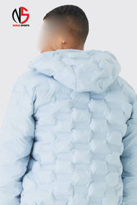 Chaqueta de hombre de último diseño, con capucha y sellado térmico, acolchada, en azul claro, a prueba de viento, con relleno de plumón, chaqueta de burbujas personalizada para hombre - Product Image 4