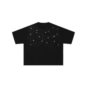 Camiseta Negra Personalizada con Logotipo de Diamantes de Imitación, Camiseta Brillante con Cristales, Estilo Hip Hop, Brillante, Urbano, Camiseta Extra Grande para Hombre - Product Image 1