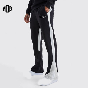 Custom 3D Puff Print <b>Stacked</b> Flared Sweatpants Men Streetwear Man Trousers <b>Jogger</b> Loose Fit Drawstring Closure Flat Embroidery - Product Image 1