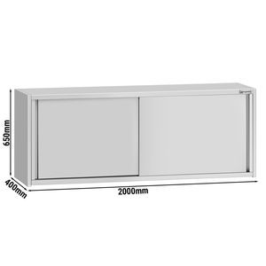 Armario de Pared Comercial de Acero Inoxidable / Mueble de Cocina ECO - 2000x400x650mm - con Puertas Corredizas - Product Image 2