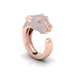 Fabriqué à la main Open Gap 925 Sterling Silver Leb Grown Round Ring Animal Face Iced Out Diamond Ring Men's Best Birthday Gift - Product Image 5